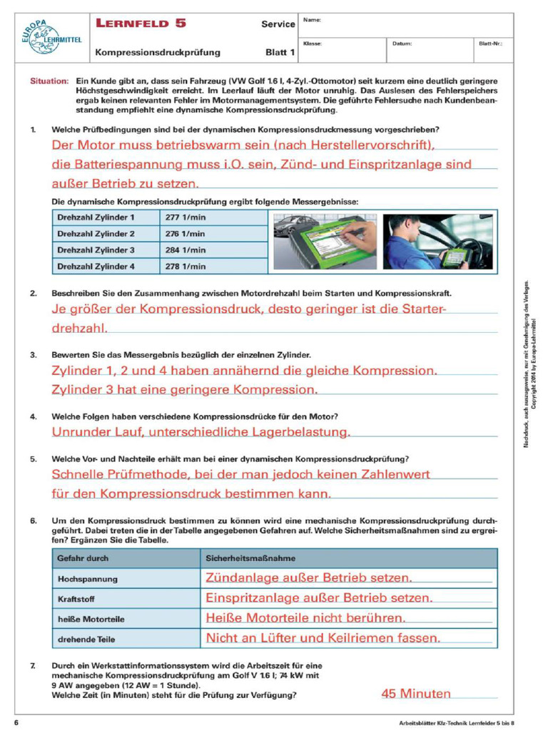 Arbeitsblätter Kraftfahrzeugtechnik Lernfelder 5 8
 Arbeitsblätter Kraftfahrzeugtechnik Lernfelder 5 8 Seite 6 PDF