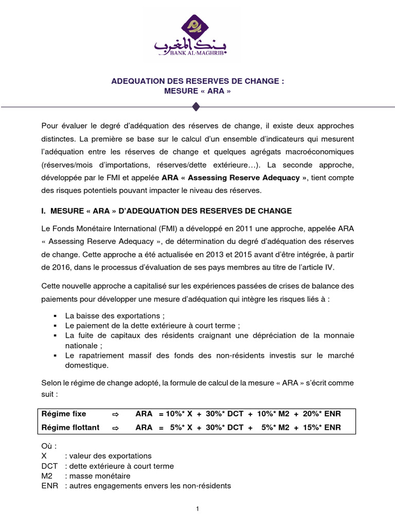 Évaluation de l'adéquation des réserves de change | PDF | Dette ...