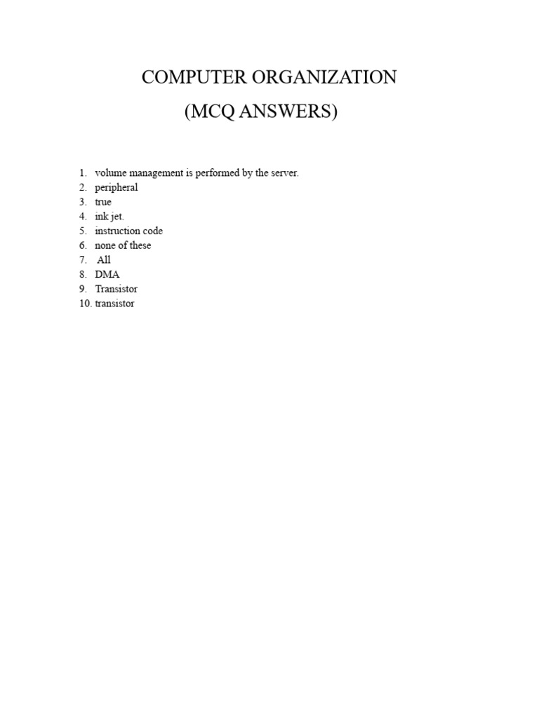Computer Organization (MCQ) PDF