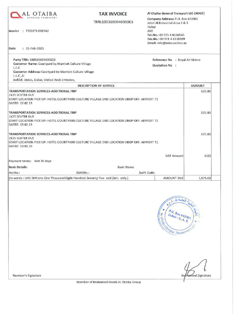 1st Week Invoice | PDF