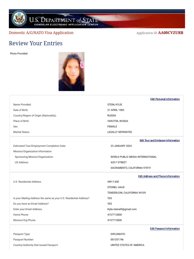 Diplomatic Visa Application Details | PDF | Identity Document | Travel Visa
