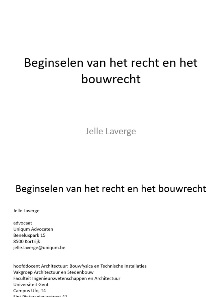 Bouwwetgeving En Bouwadministratie 2023 09 29 Algemene Introductie En 