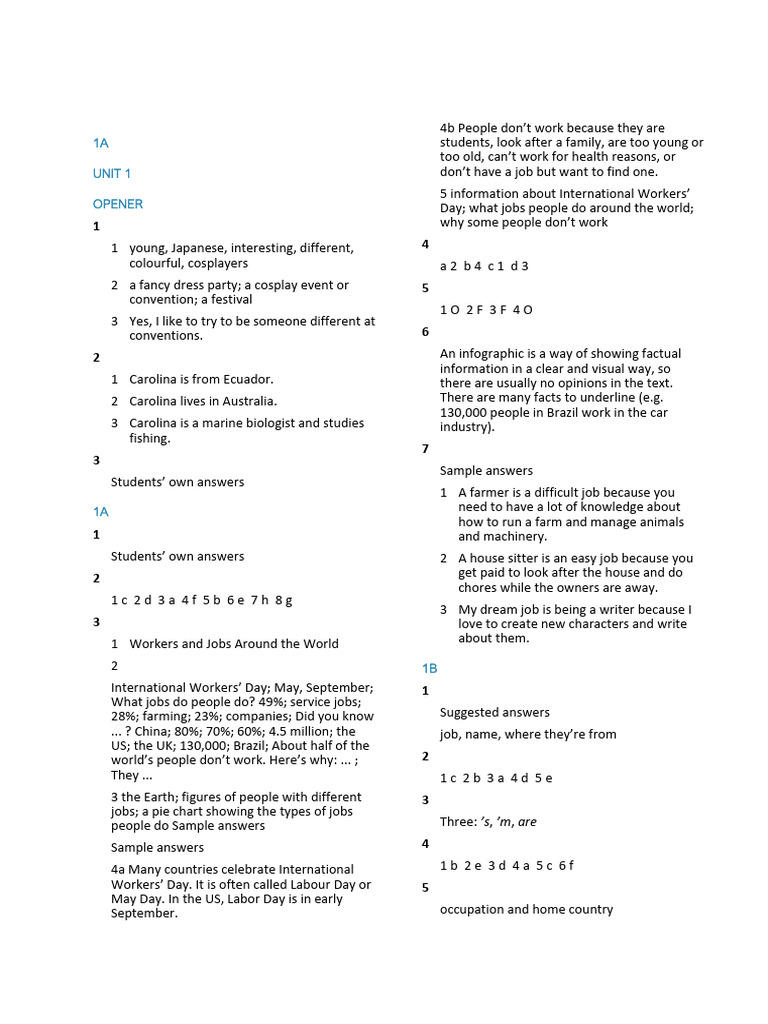 Voices Elementary Students Book Key | PDF