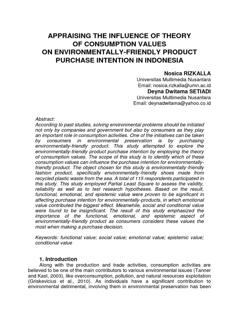 Appraising the influence of theory of consumption values on
