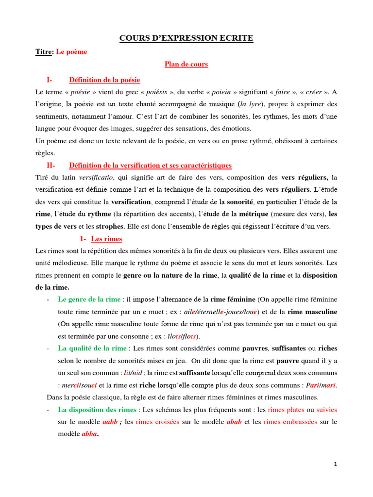 Introduction à la poésie et ses règles | PDF | Rime dans la poésie | Poésie