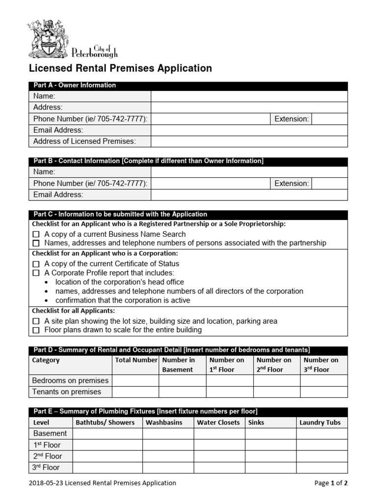Licensed Rental Premises Application | PDF | Fire Safety | Building ...