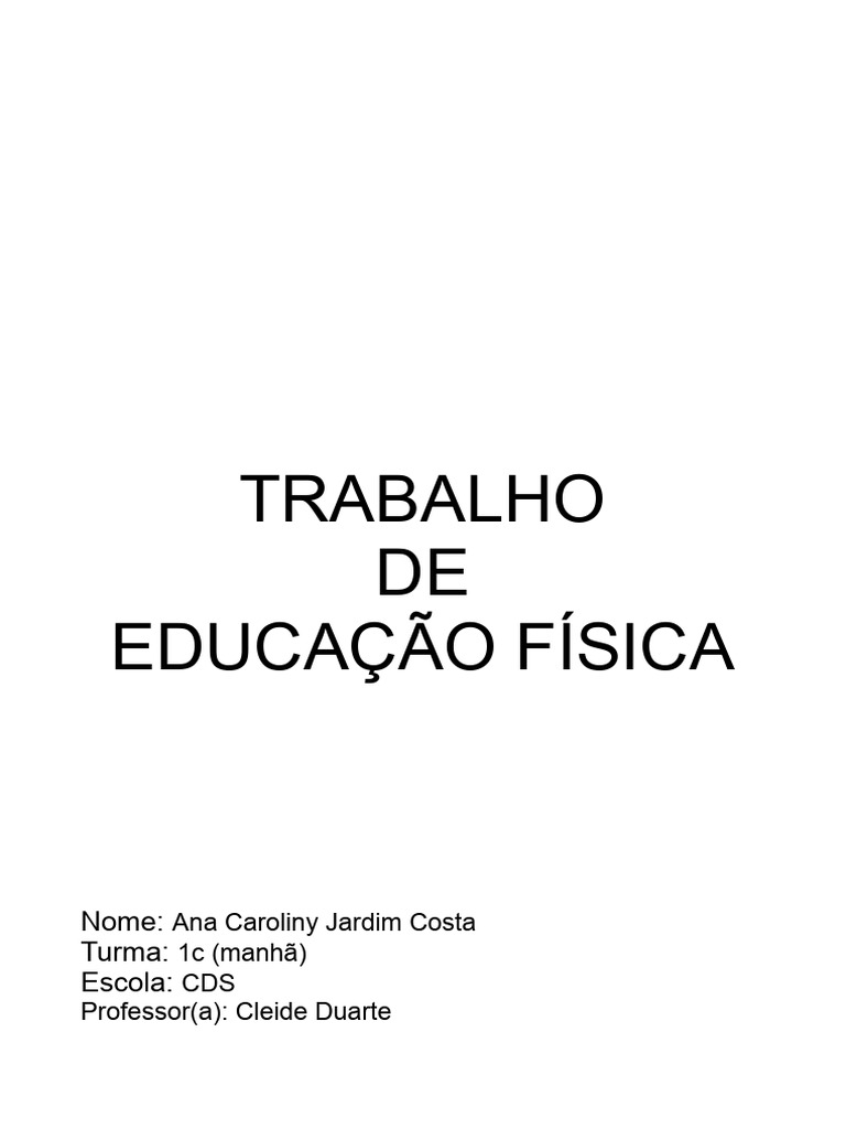 Trabalho de Ed - Fisica | PDF | Esportes | Esportes coletivos