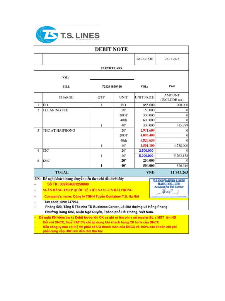 Debit Note 721211850436 | PDF