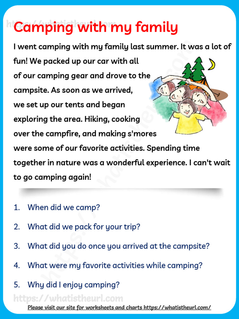 Camping-with-my-Family-Reading-Comprehension 5° BASICO | PDF