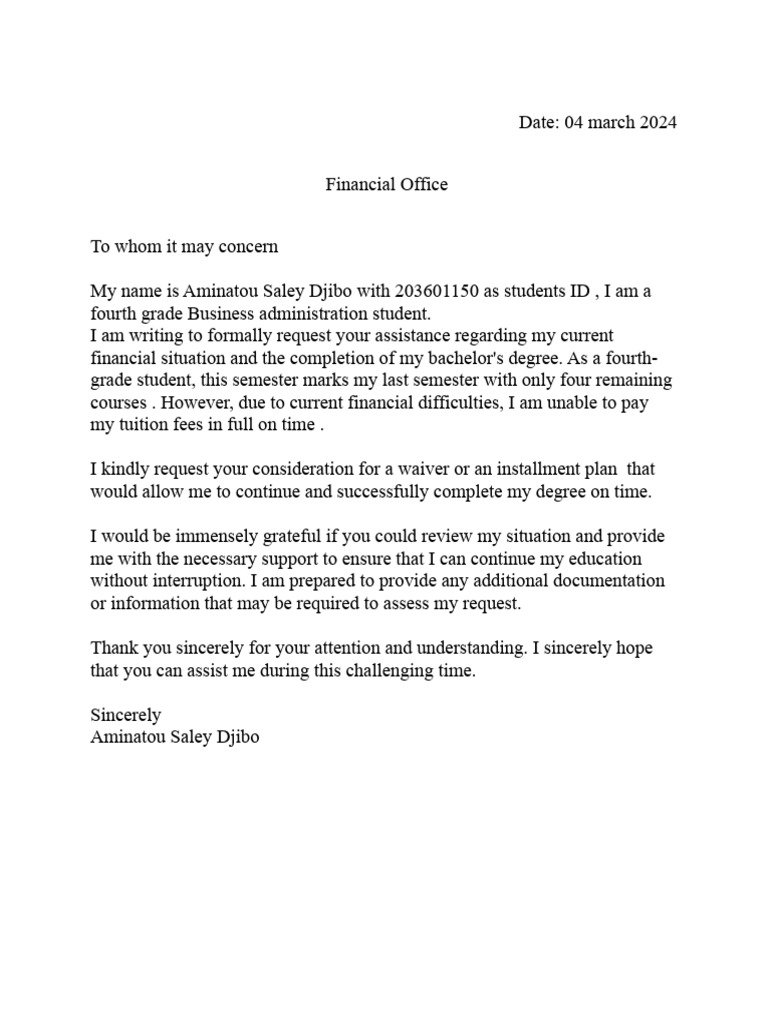 Financial Aid Request for Tuition Waiver PDF Career & Growth