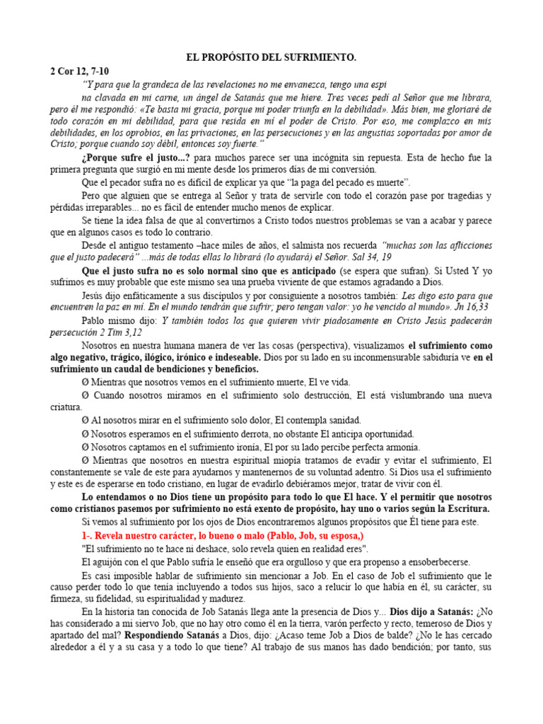 El propósito del sufrimiento en la fe | PDF | Sufrimiento | Libro de ...