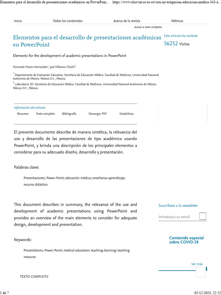 Elementos para El Desarrollo de Presentaciones Académicas en PowerPoint