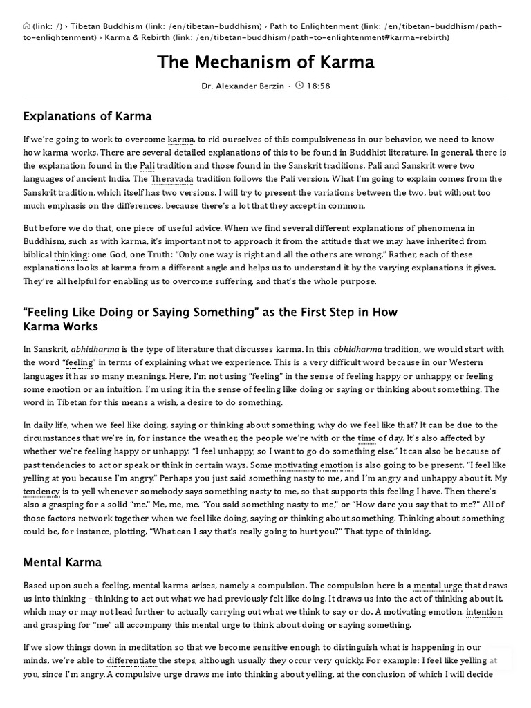 Karma Mechanism - Study Buddhism | PDF | Karma | Feeling