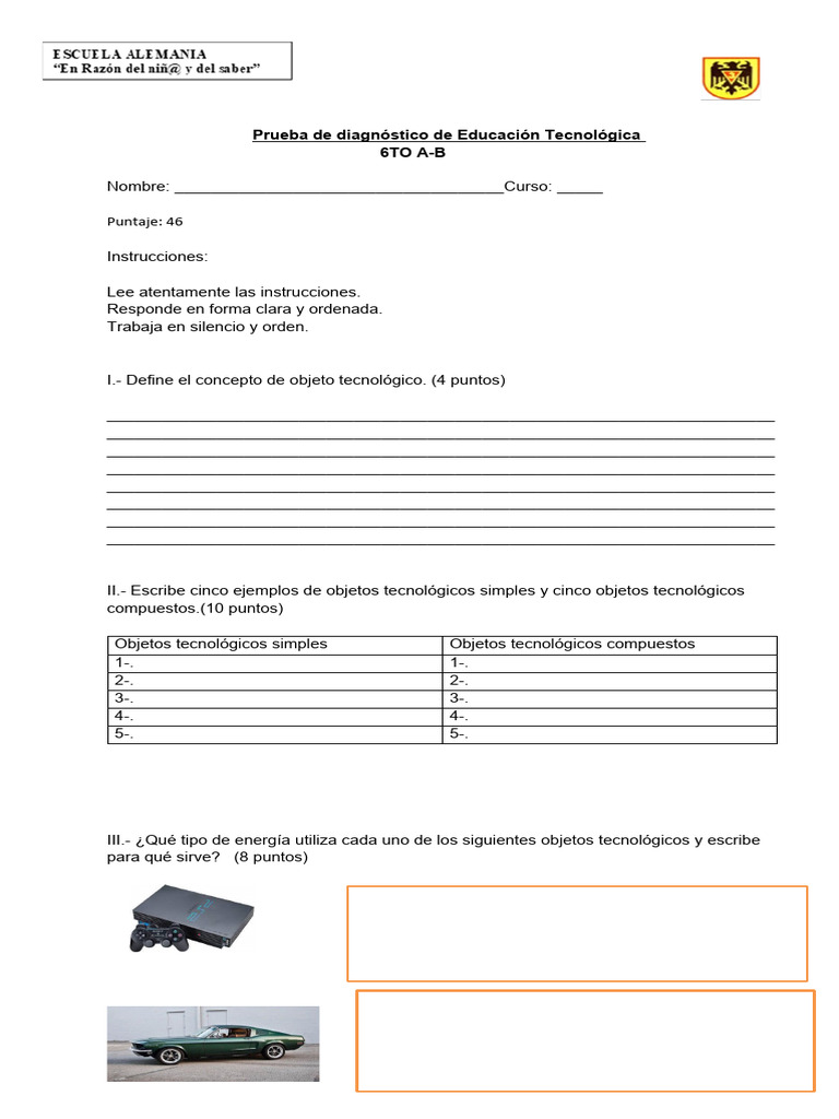 Diagnóstico de Tecnología para 6° Grado | PDF | Hardware de la ...