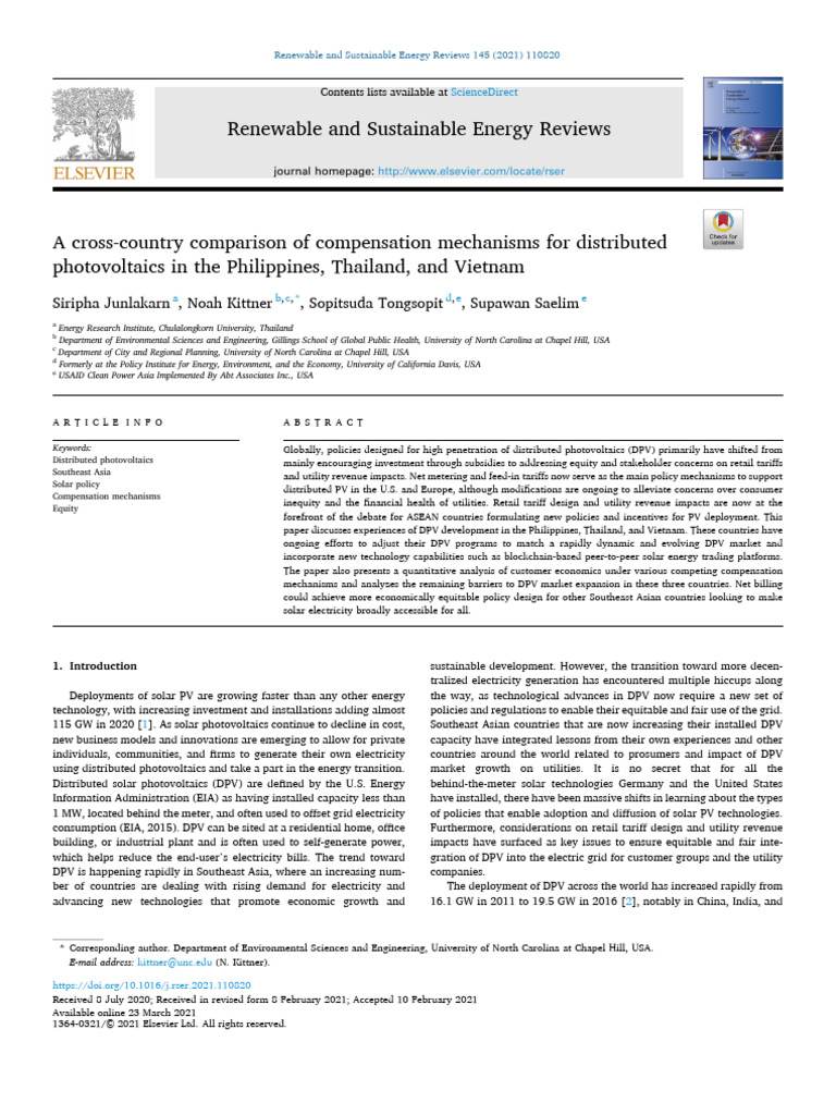 A Cross Country Comparison Of Compensation Mechanisms For Distributed