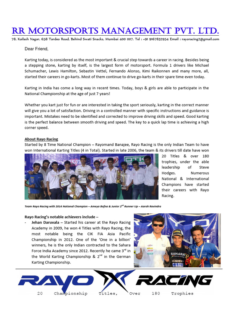 Basics in Karting | PDF | World Auto Racing Series | Auto Racing