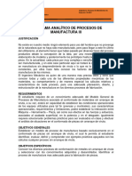 Programa Analítico de Procesos de Manufactura - Iii