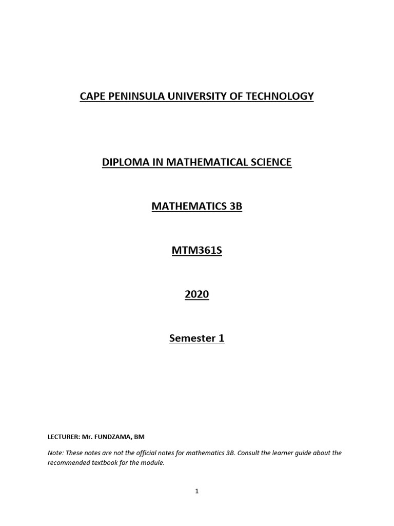 Mathematical Science Diploma Notes | PDF