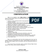 Certfiication of Duties and Responsibilities