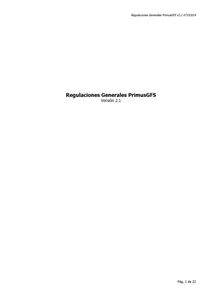 Regulaciones PrimusGFS v2.1 2014 | PDF | Análisis de Riesgo y Puntos ...