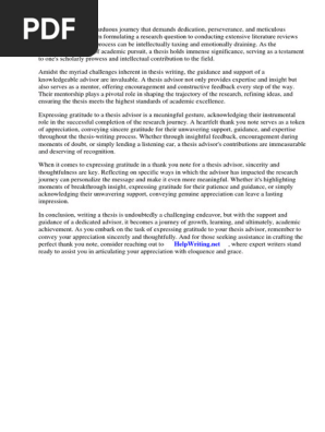 Thank You Note for Thesis Advisor