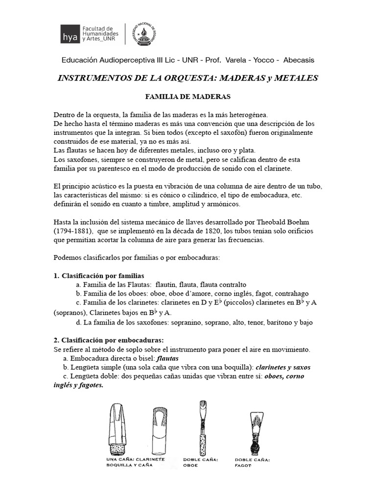 Instrumentos de Maderas y Metales en Orquesta | PDF | Instrumentos de ...