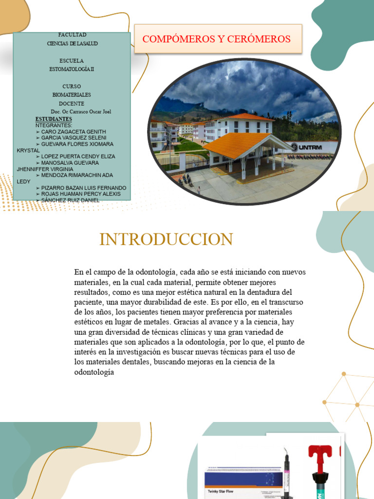 Compómeros y Cerómeros en Odontología | PDF | Odontología | Polímeros