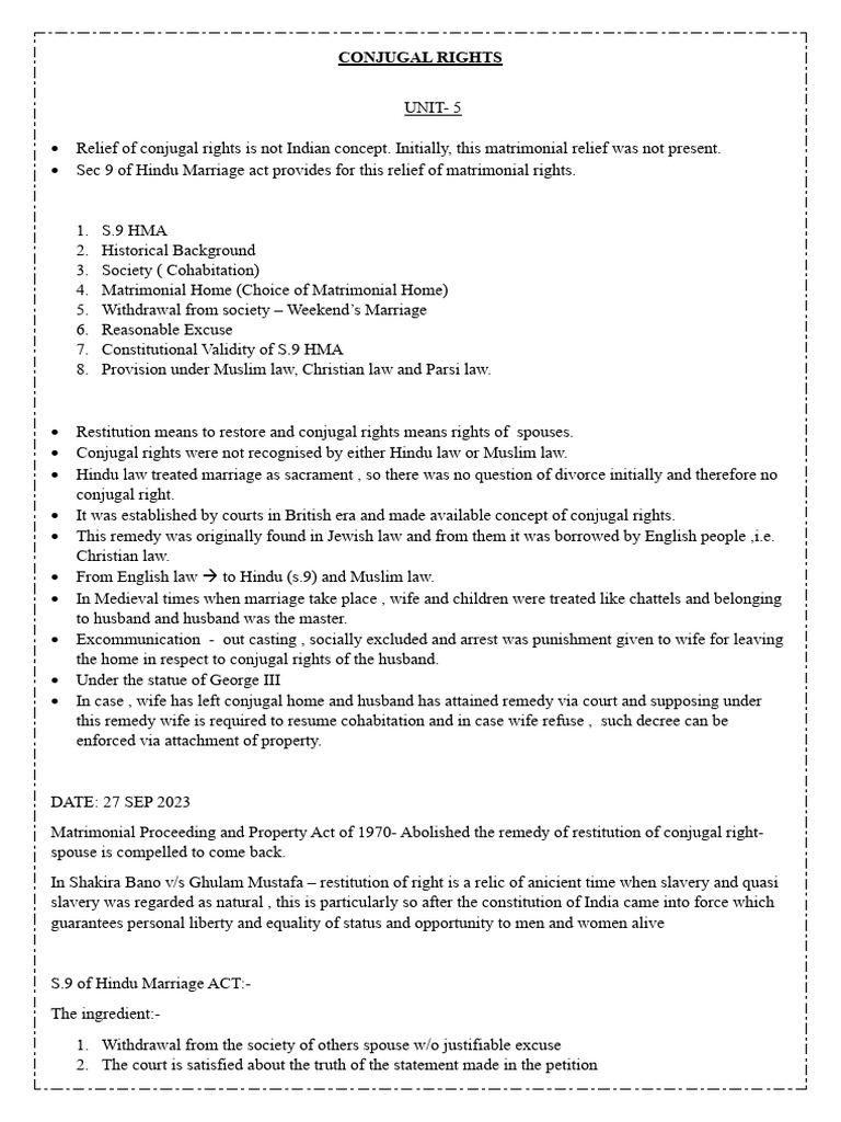 Conjugal Rights | PDF | Marriage | Divorce