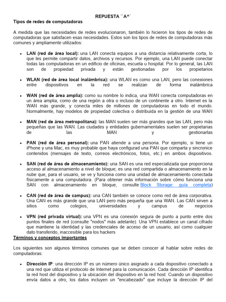 Tipos de Redes de Computadoras Explicadas | PDF | Red de computadoras ...