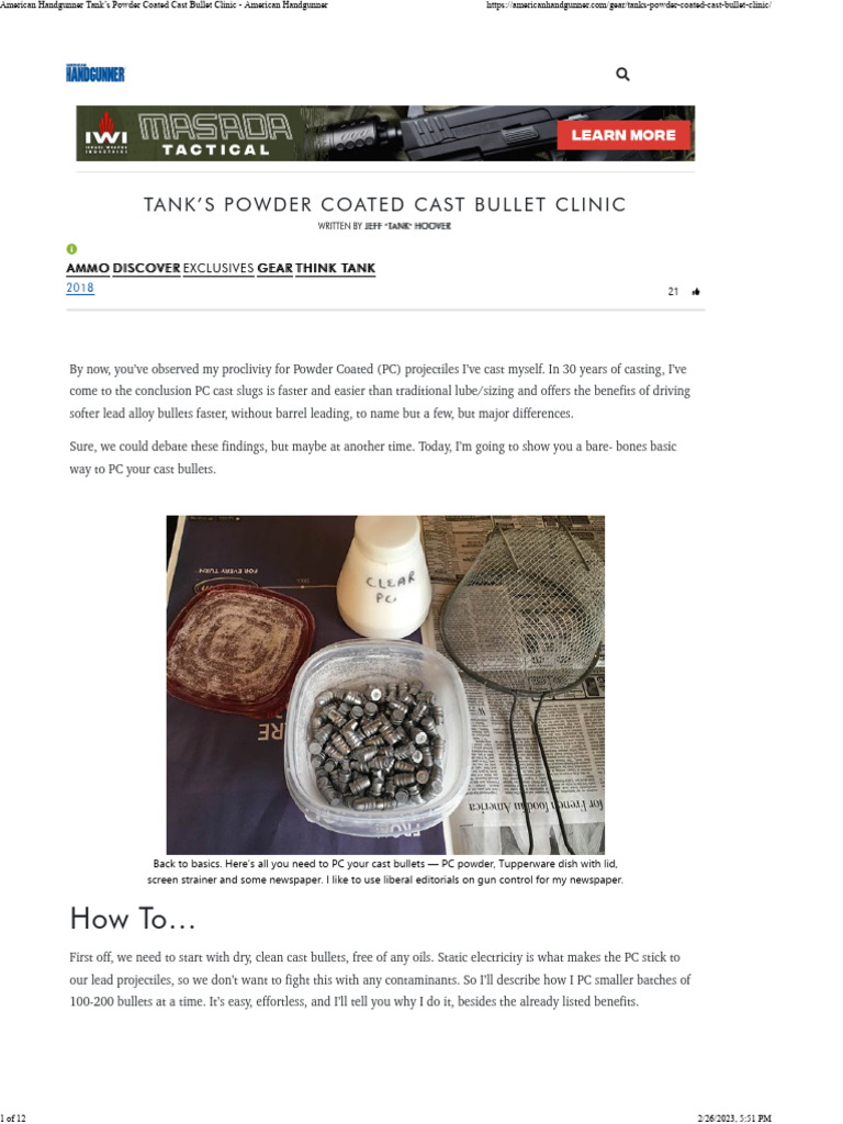 Powder Coating Cast Bullets Guide | PDF