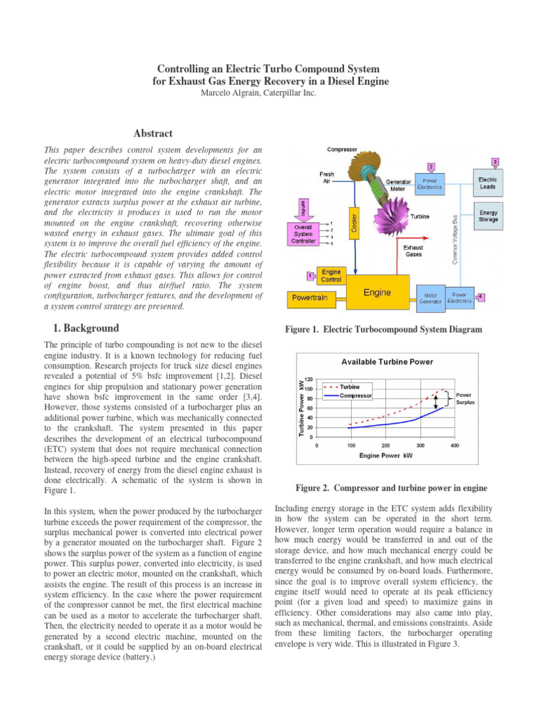Electric Turbo Compound Control System | PDF | Turbocharger | Engines