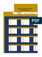 Hoja de Respuestas Examen Diagnóstico de Inglés