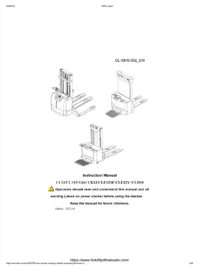 Noblelift CL Stacker Instruction Manual PDF | PDF