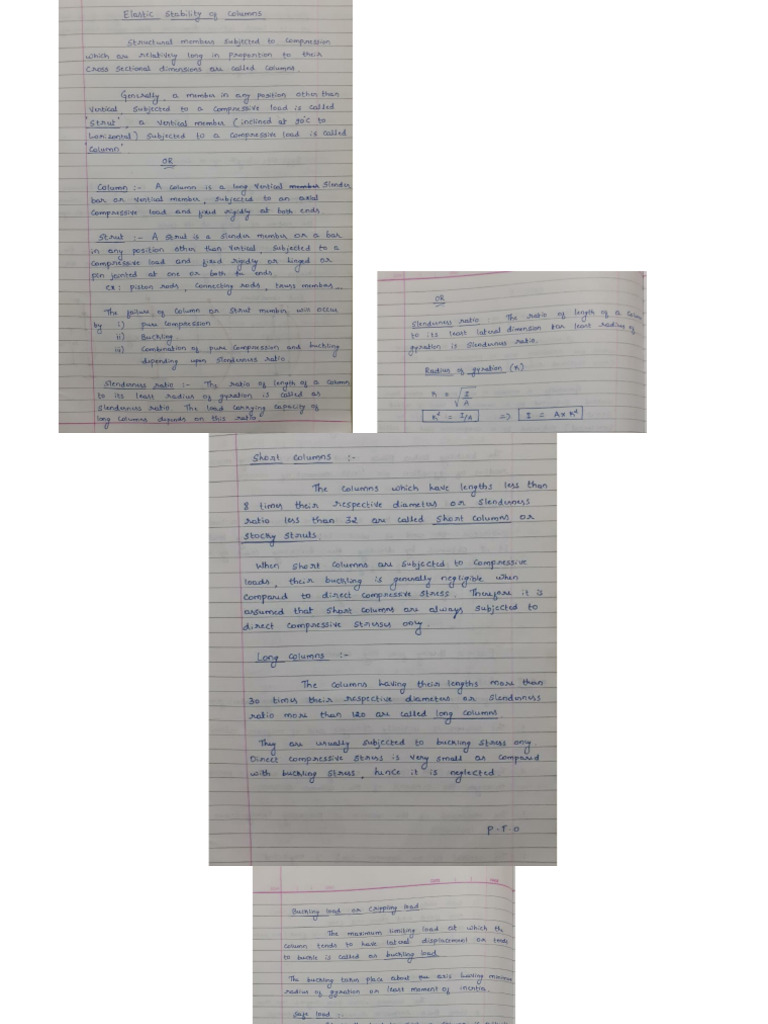 SA I Notes Long Columns | PDF