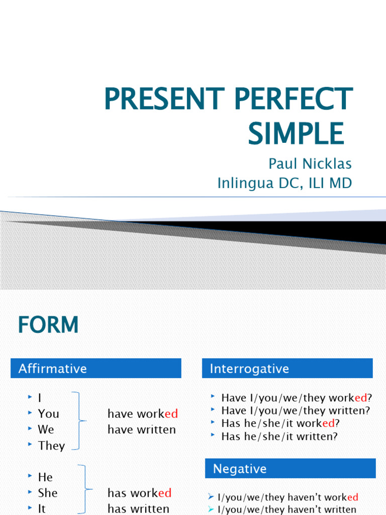 Present Perfect PowerPoint Inlingua DC Level 4 Grammar 2B | Download ...