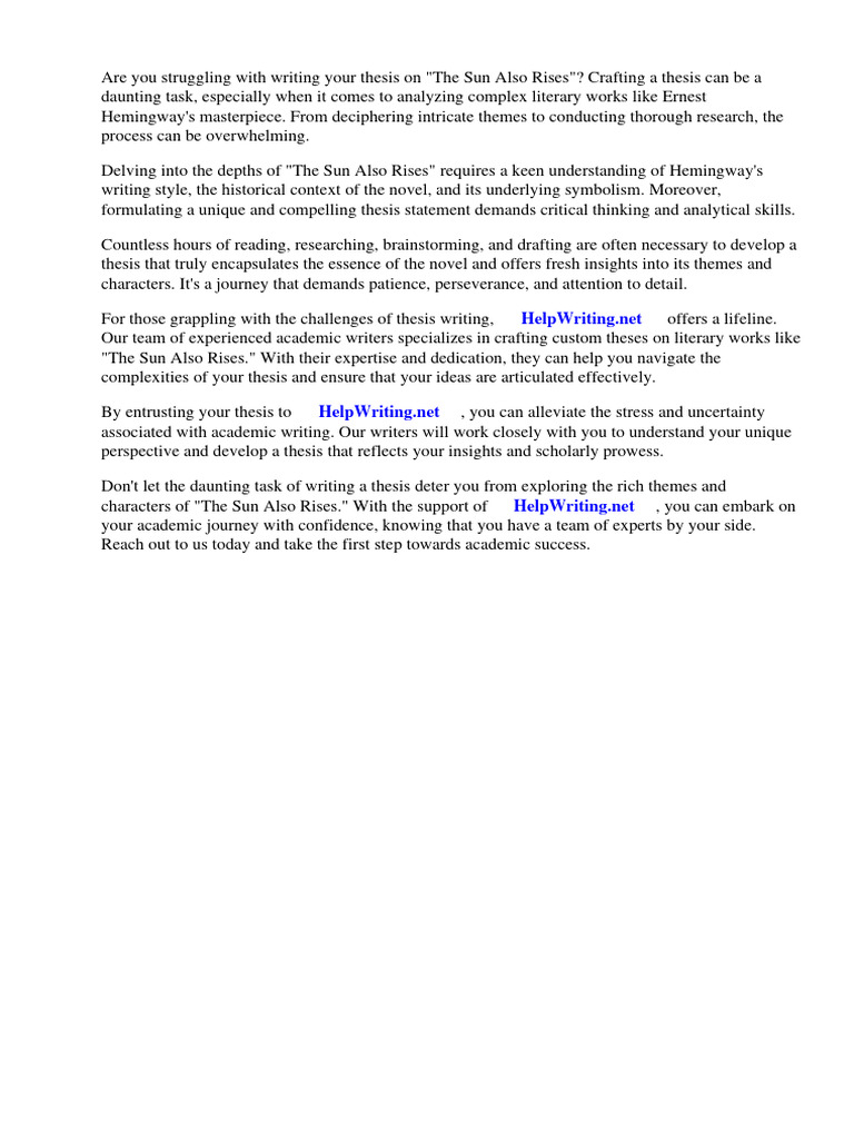 thesis-sun-also-rises-pdf