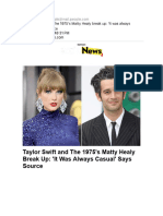 Taylor Swift and The 1975's Matty Healy Break Up 'It Was Always Casual' Says Source