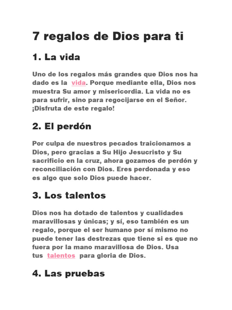 7 Regalos de Dios para Ti | PDF