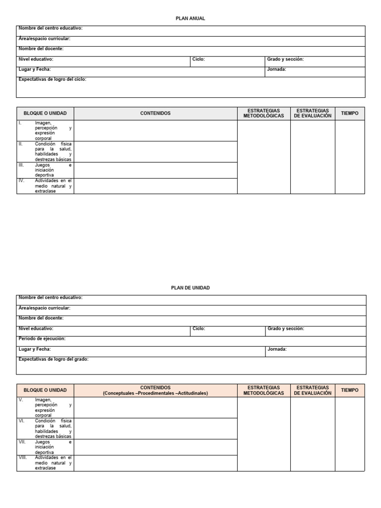 Formatos de Planificación Educativa | PDF | Evaluación | Aprendizaje