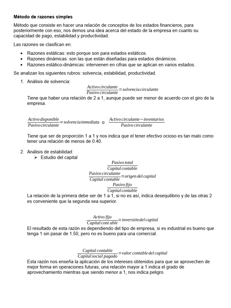 Análisis del Método de Razones Simples | PDF | Contabilidad | Business