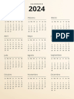 Documento A4 Calendario Anual 2024 Simple Blanco y Negro