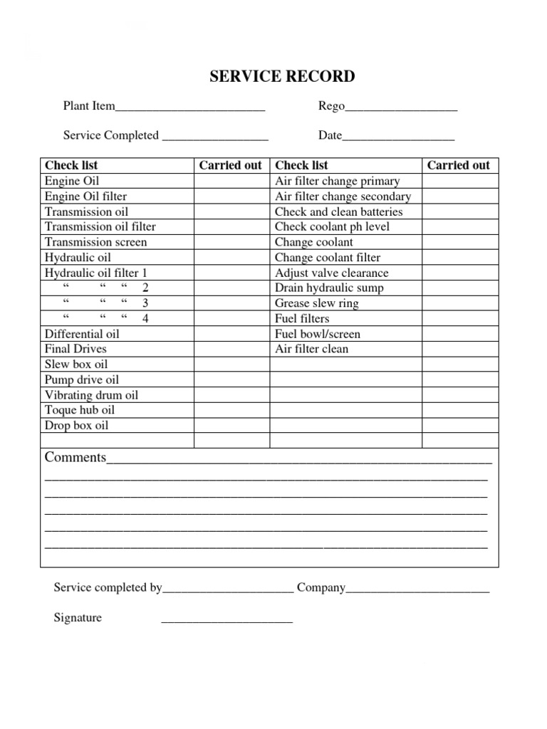 Service Record for Equipment Maintenance | PDF | Business | Finance ...