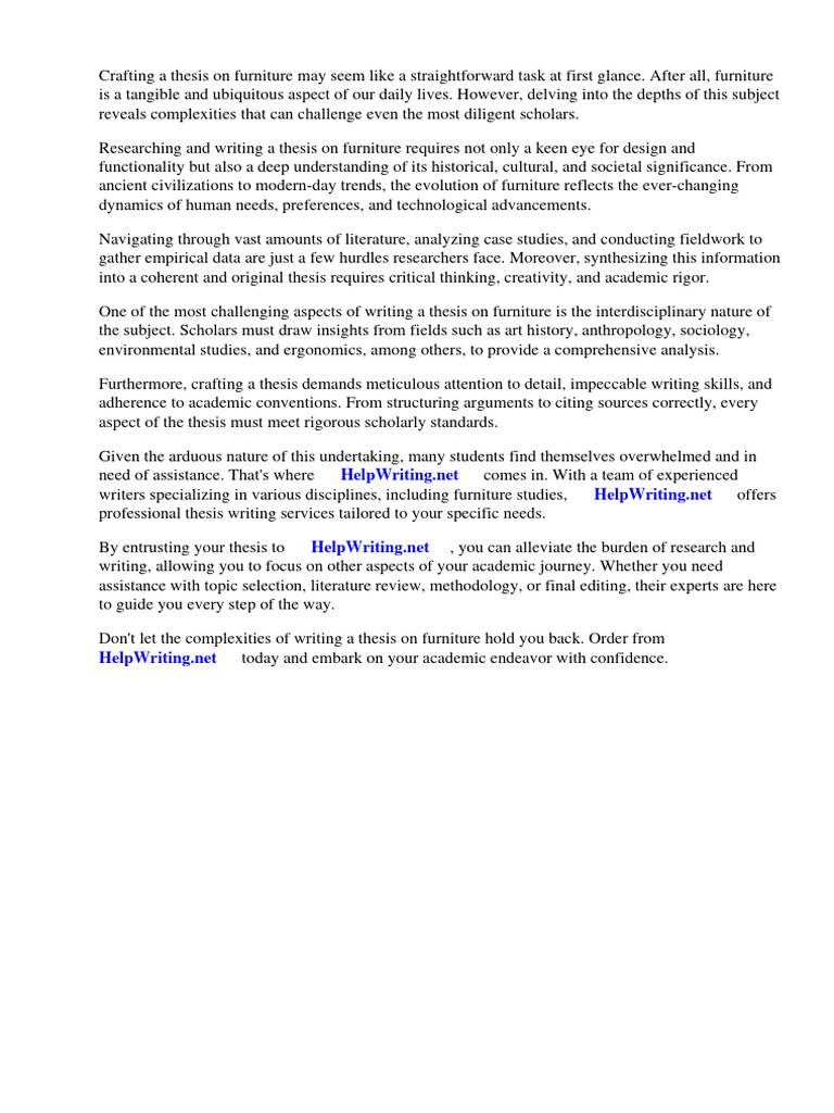 Furniture Thesis PDF