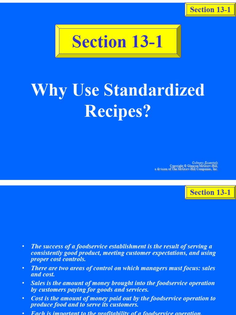 Day 5 - Why Use Standardized Recipes | PDF