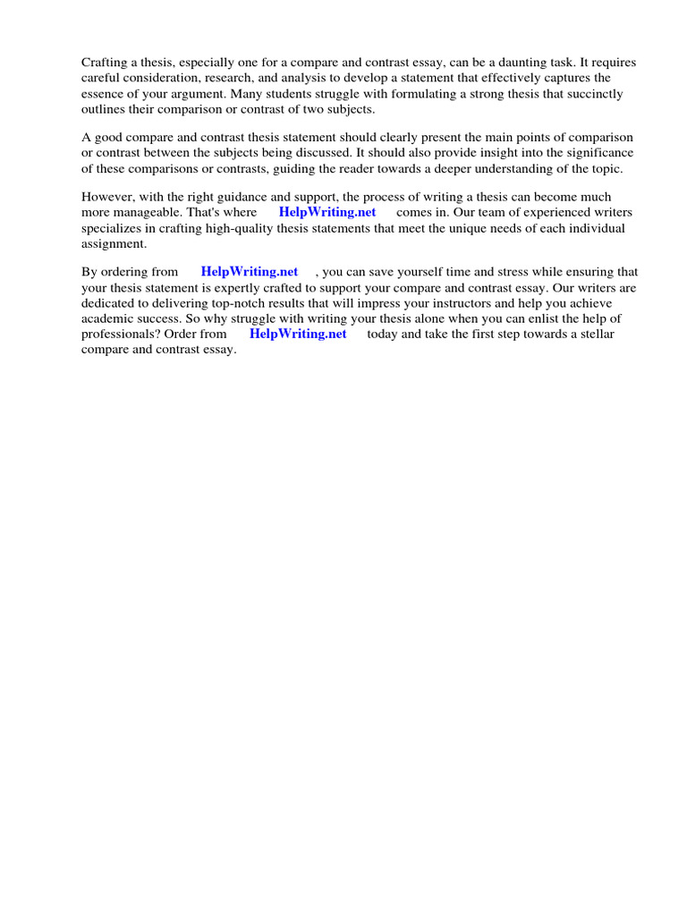 Good Compare and Contrast Thesis Statements | PDF | Essays | Thesis
