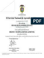 El Servicio Nacional de Aprendizaje SENA: Higiene Y Manipulacion de Alimentos