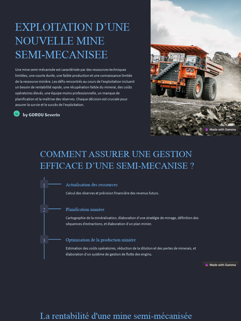 Gestion d'une mine semi-mécanisée | PDF | Exploitation minière ...