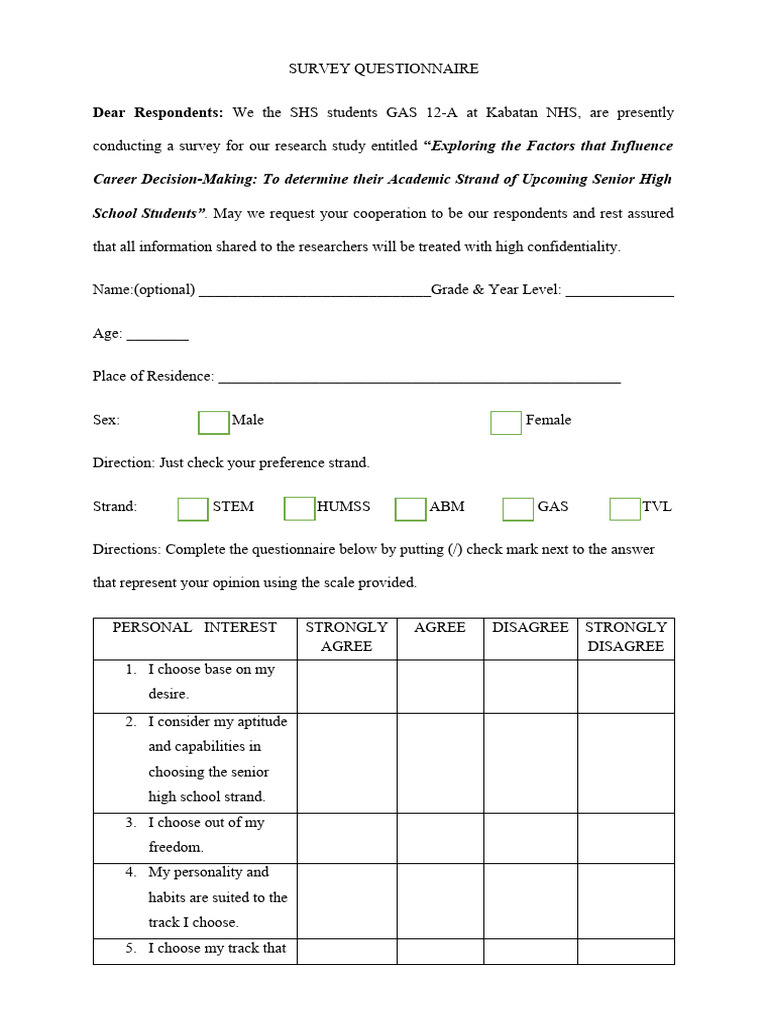 Irene's Survey Questionnaire | PDF | Psychological Concepts | Psychology