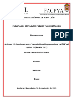 Actividad 1.1 Cuestionario Sobre "La Medición Del Ingreso Nacional y El PIB" Del Capítulo 10 (Mankiw, 2021)