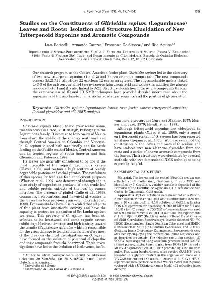 New Triterpenoid Saponins from Gliricidia sepium | PDF | Two ...